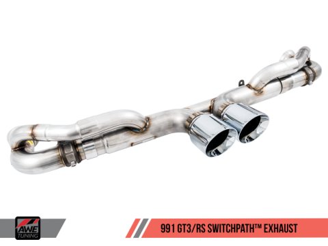 AWE Tuning Porsche 991 GT3 / RS SwitchPath Exhaust - Diamond Black Tips thumbnail 8