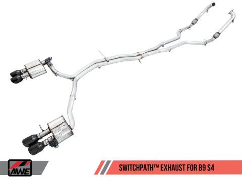 AWE Tuning Audi B9 S4 SwitchPath Exhaust - Non-Resonated (Black 102mm Tips) thumbnail 1