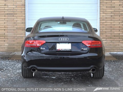 AWE Tuning Audi B8 A5 2.0T Touring Edition Exhaust - Dual Outlet Diamond Black Tips thumbnail 2