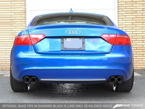 AWE Tuning Audi B8 A5 2.0T Touring Edition Exhaust - Quad Outlet Diamond Black Tips thumbnail 2