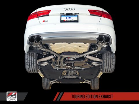 AWE Tuning Audi C7 / C7.5 S6 4.0T Touring Edition Exhaust - Diamond Black Tips thumbnail 1