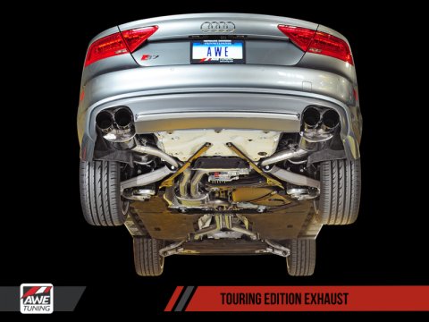 AWE Tuning Audi C7 / C7.5 S7 4.0T Touring Edition Exhaust - Diamond Black Tips thumbnail 7