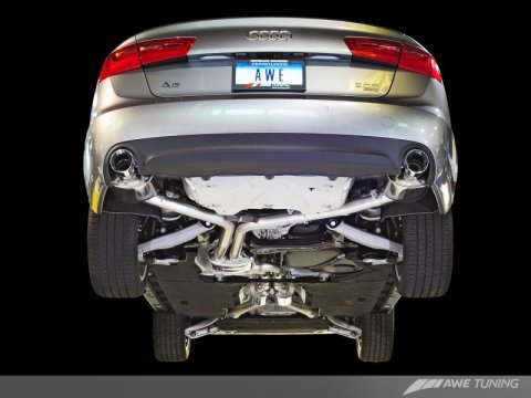 AWE Tuning Audi C7 A6 3.0T Touring Edition Exhaust - Dual Outlet Chrome Silver Tips thumbnail 3