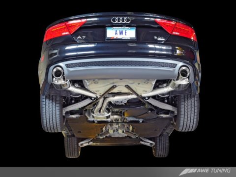 AWE Tuning Audi C7 A7 3.0T Touring Edition Exhaust - Dual Outlet Diamond Black Tips thumbnail 3