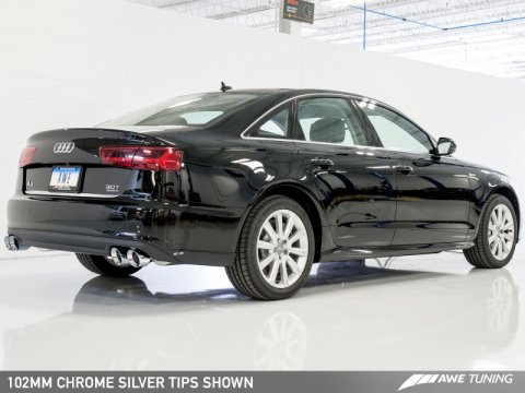AWE Tuning Audi C7.5 A6 3.0T Touring Edition Exhaust - Quad Outlet Chrome Silver Tips thumbnail 9