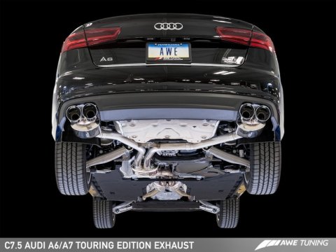 AWE Tuning Audi C7.5 A6 3.0T Touring Edition Exhaust - Quad Outlet Diamond Black Tips thumbnail 6
