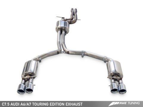 AWE Tuning Audi C7.5 A7 3.0T Touring Edition Exhaust - Quad Outlet Chrome Silver Tips thumbnail 4