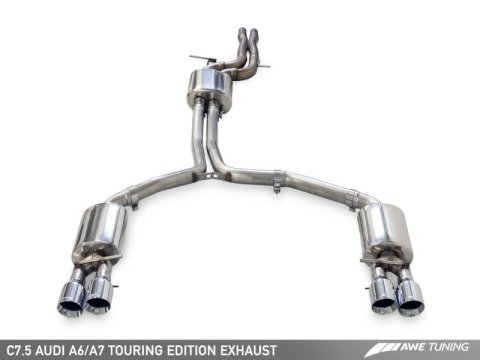 AWE Tuning Audi C7.5 A7 3.0T Touring Edition Exhaust - Quad Outlet Chrome Silver Tips thumbnail 6