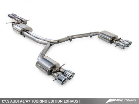 AWE Tuning Audi C7.5 A7 3.0T Touring Edition Exhaust - Quad Outlet Chrome Silver Tips thumbnail 7