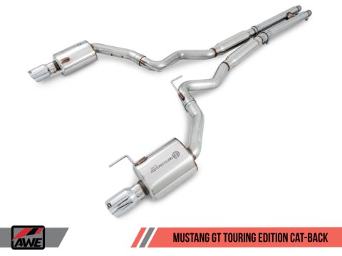 AWE Tuning S550 Mustang GT Cat-Back Exhaust - Touring Edition (Chrome Silver Tips) thumbnail 1