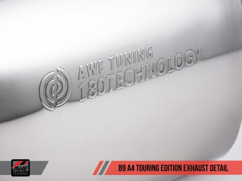 AWE Tuning Audi B9 A4 Touring Edition Exhaust Dual Outlet - Diamond Black Tips (Includes DP) thumbnail 2