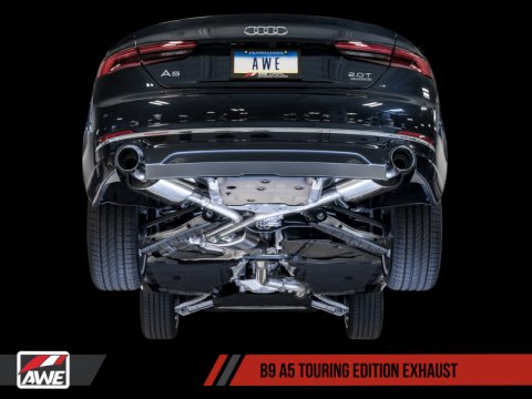 AWE Tuning Audi B9 A5 Touring Edition Exhaust Dual Outlet - Chrome Silver Tips (Includes DP) thumbnail 1
