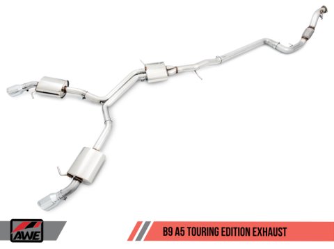 AWE Tuning Audi B9 A5 Touring Edition Exhaust Dual Outlet - Chrome Silver Tips (Includes DP) thumbnail 8