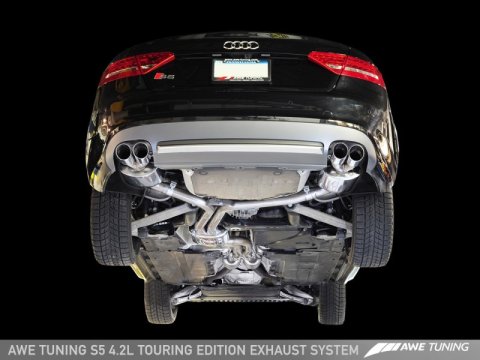 AWE Tuning Audi B8 S5 4.2L Touring Edition Exhaust System - Diamond Black Tips thumbnail 1