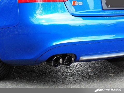 AWE Tuning Audi B8 S5 4.2L Touring Edition Exhaust System - Diamond Black Tips thumbnail 2