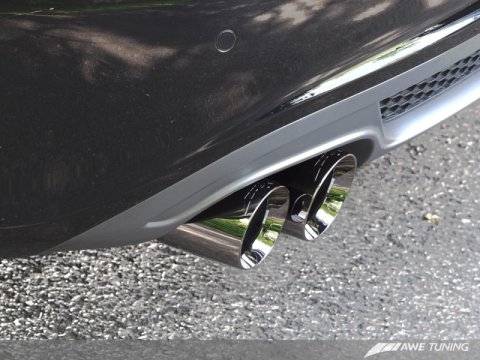 AWE Tuning Audi B8 A4 Touring Edition Exhaust - Quad Tip Diamond Black Tips - Does not fit Cabriolet thumbnail 2