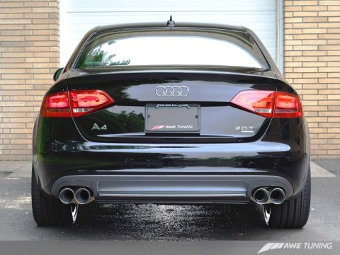 AWE Tuning Audi B8 A4 Touring Edition Exhaust - Quad Tip Polished Silver Tips - Does Not Fit Cabrio thumbnail 2