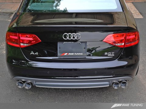 AWE Tuning Audi B8 A4 Touring Edition Exhaust - Quad Tip Polished Silver Tips - Does Not Fit Cabrio thumbnail 8
