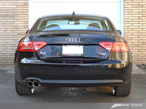 AWE Tuning Audi B8 A5 2.0T Touring Edition Single Outlet Exhaust - Polished Silver Tips thumbnail 7
