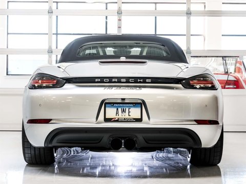 AWE Tuning Porsche 718 Boxster / Cayman Touring Edition Exhaust - Diamond Black Tips thumbnail 1