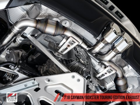 AWE Tuning Porsche 718 Boxster / Cayman Touring Edition Exhaust - Diamond Black Tips thumbnail 2