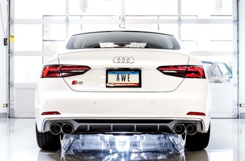 AWE Tuning Audi B9 S4 Touring Edition Exhaust - Non-Resonated (Silver 102mm Tips) thumbnail 2