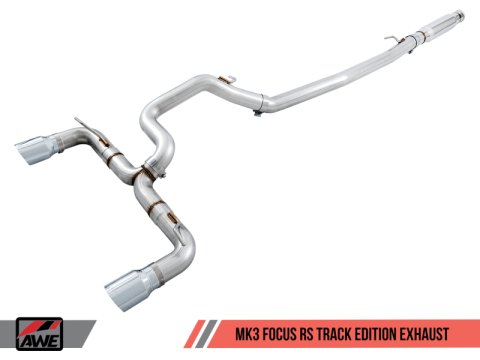 AWE Tuning Ford Focus RS Track Edition Cat-Back Exhaust - Chrome Silver Tips thumbnail 3