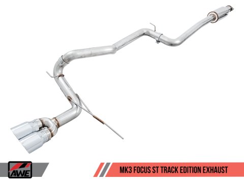 AWE Tuning Ford Focus ST Track Edition Cat-Back Exhaust - Diamond Black Tips thumbnail 2