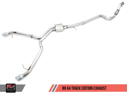 AWE Tuning Audi B9 A4 Track Edition Exhaust Dual Outlet - Diamond Black Tips (Includes DP) thumbnail 7