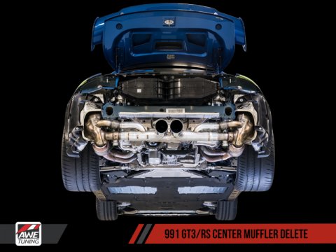 AWE Tuning Porsche 991 GT3 / RS Center Muffler Delete - Diamond Black Tips thumbnail 8