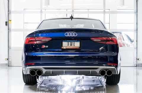 AWE Tuning Audi B9 S5 Coupe 3.0T Track Edition Exhaust - Chrome Silver Tips (102mm) thumbnail 3