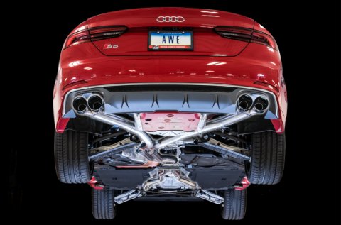 AWE Tuning Audi B9 S5 Coupe 3.0T Track Edition Exhaust - Chrome Silver Tips (102mm) thumbnail 8