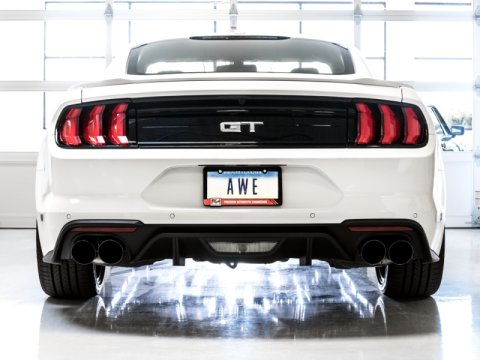 AWE Tuning 2018+ Ford Mustang GT (S550) Cat-Back Exhaust - Touring Edition (Quad Diamond Black Tips) thumbnail 6