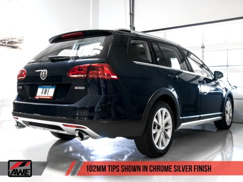 AWE Tuning VW MK7 Golf Alltrack/Sportwagen 4Motion Touring Edition Exhaust - Polished Silver Tips thumbnail 5