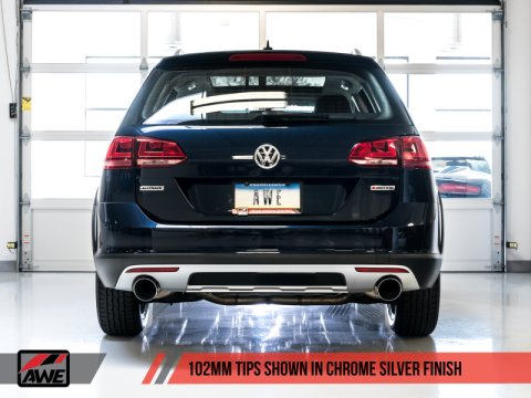 AWE Tuning VW MK7 Golf Alltrack/Sportwagen 4Motion Touring Edition Exhaust - Polished Silver Tips thumbnail 6