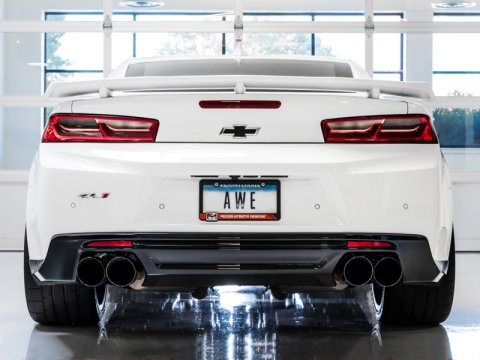 AWE Tuning 16-19 Chevy Camaro SS Non-Res Cat-Back Exhaust - Track Edition (Quad Diamond Black Tips) thumbnail 5