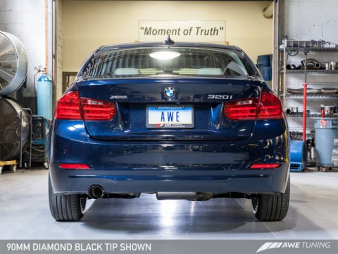 AWE Tuning BMW F30 320i Touring Exhaust w/Performance Mid Pipe - Diamond Black Tip (90mm) thumbnail 4