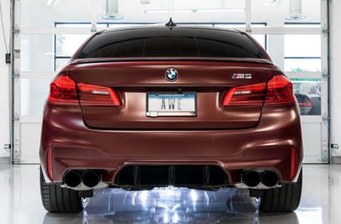 AWE Tuning 18-19 BMW M5 (F90) 4.4T AWD Cat-Back Exhaust - Track Edition (Diamond Black Tips) thumbnail 6