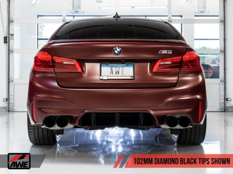 AWE Tuning 18-19 BMW M5 (F90) 4.4T AWD Cat-Back Exhaust - Track Edition (Diamond Black Tips) thumbnail 8