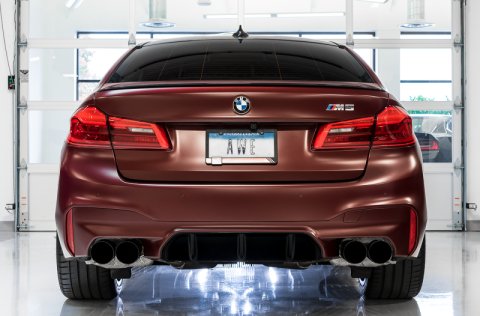 AWE Tuning 18-19 BMW M5 (F90) 4.4T AWD SwitchPath Axle-Back Exhaust - Diamond Black Tips thumbnail 7