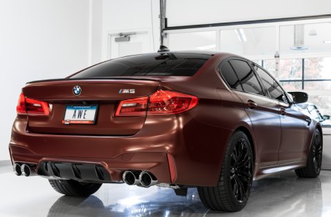 AWE Tuning 18-19 BMW M5 (F90) 4.4T AWD SwitchPath Axle-Back Exhaust - Diamond Black Tips thumbnail 8