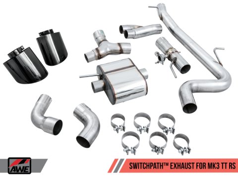 AWE Tuning 18-19 Audi TT RS 2.5L Turbo Coupe 8S/MK3 SwitchPath Exhaust w/Diamond Black RS-Style Tips thumbnail 8