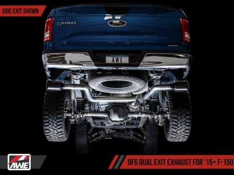 AWE Tuning 2015+ Ford F-150 0FG Dual Exit Performance Exhaust System w/5in Diamond Black Tips thumbnail 9