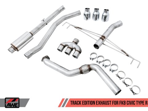 AWE Tuning 2017+ Honda Civic Type R Track Edition Exhaust w/Front Pipe & Triple Chrome Silver Tips thumbnail 6