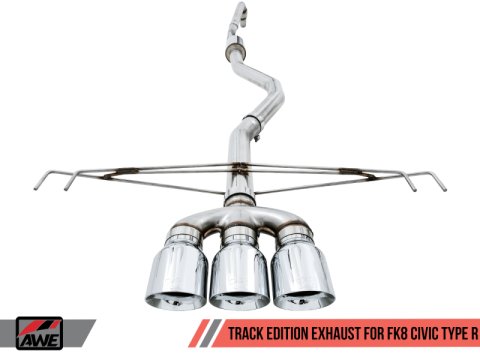 AWE Tuning 2017+ Honda Civic Type R Track Edition Exhaust w/Front Pipe & Triple Chrome Silver Tips thumbnail 9