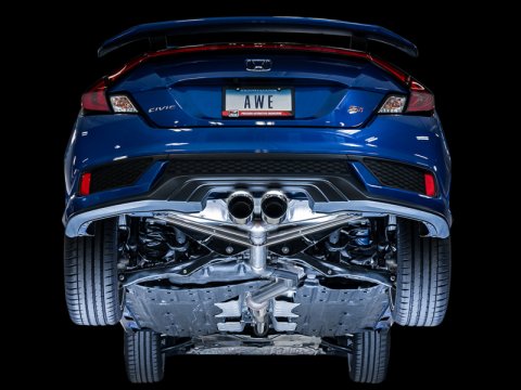 AWE Tuning 2016+ Honda Civic Si Track Edition Exhaust w/Front Pipe & Dual Chrome Silver Tips thumbnail 4