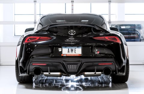 AWE Tuning 2020 Toyota Supra A90 Resonated Touring Edition Exhaust - 5in Diamond Black Tips thumbnail 6