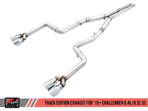 AWE Tuning 2015+ Dodge Challenger 6.4L/6.2L SC Track Edition Exhaust - Quad Chrome Silver Tips thumbnail 1