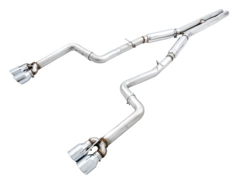 AWE Tuning 2015+ Dodge Challenger 6.4L/6.2L SC Track Edition Exhaust - Quad Chrome Silver Tips thumbnail 2