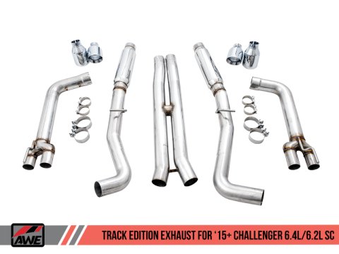 AWE Tuning 2015+ Dodge Challenger 6.4L/6.2L SC Track Edition Exhaust - Quad Chrome Silver Tips thumbnail 5
